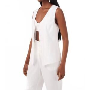 NEW DRESS TO linen button down vest in white